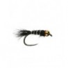 Beaded Gold Ribbed Hares Ear Black Barbless
